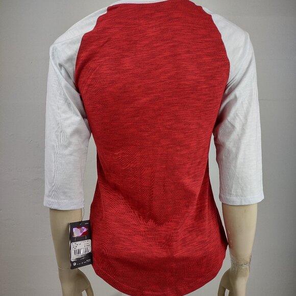 NWT Nike OSU Ohio State Buckeyes red white Raglan Sleeve t-shirt ladies XS - Picture 4 of 8